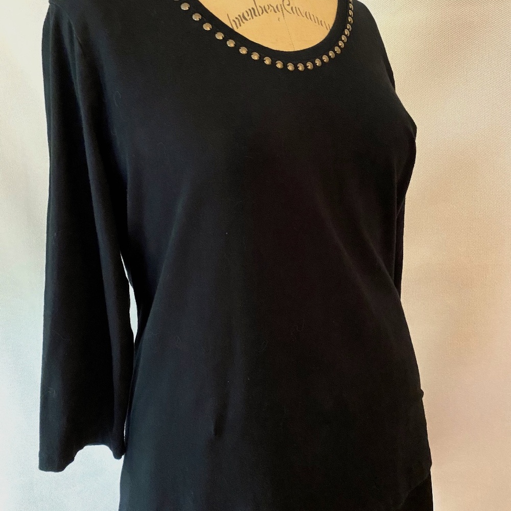 Studded black scoop neck T